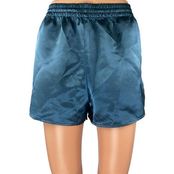 Urban Outfitters BDG Womens Blue Silky Satin Elastic Waist Boxing Sweat Shorts L - Picture 1 of 5